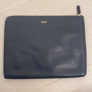 Mark & Graham Navy Leather Clutch